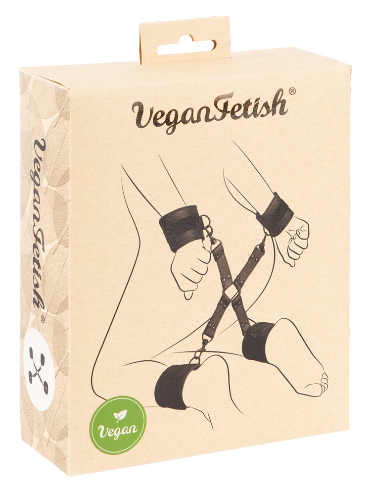 Vegan Fetish - keresztpántos csukló- és bokabilincs szett (fekete) kép