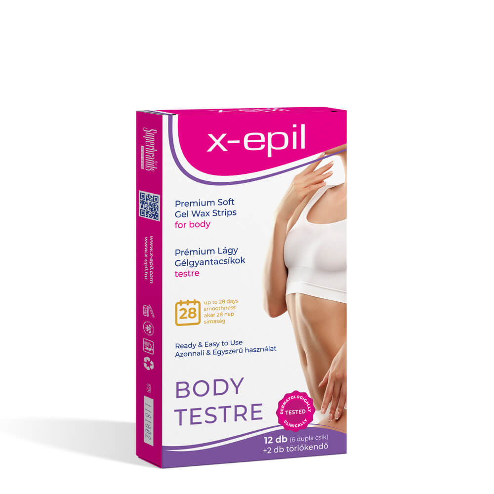 X-Epil - használatra kész prémium gélgyantacsíkok (12 db) - testre Higiénia, intim ápolószer kép