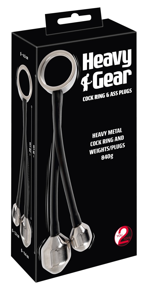 You2Toys Heavy Gear - heregyűrű anál súllyal (fekete-ezüst) kép