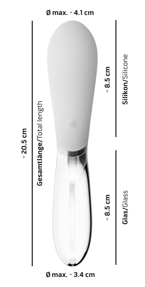 You2Toys Liaison - akkus, szilikon-üveg LED íves vibrátor (áttetsző-fehér) Vibrátorok (rezgő vibrátor) kép