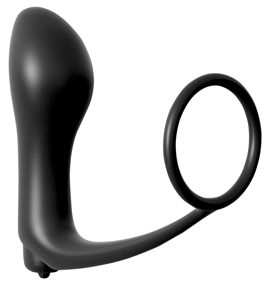Analfantasy ass-gasm vibrator - análujj péniszgyűrűvel (fekete) kép