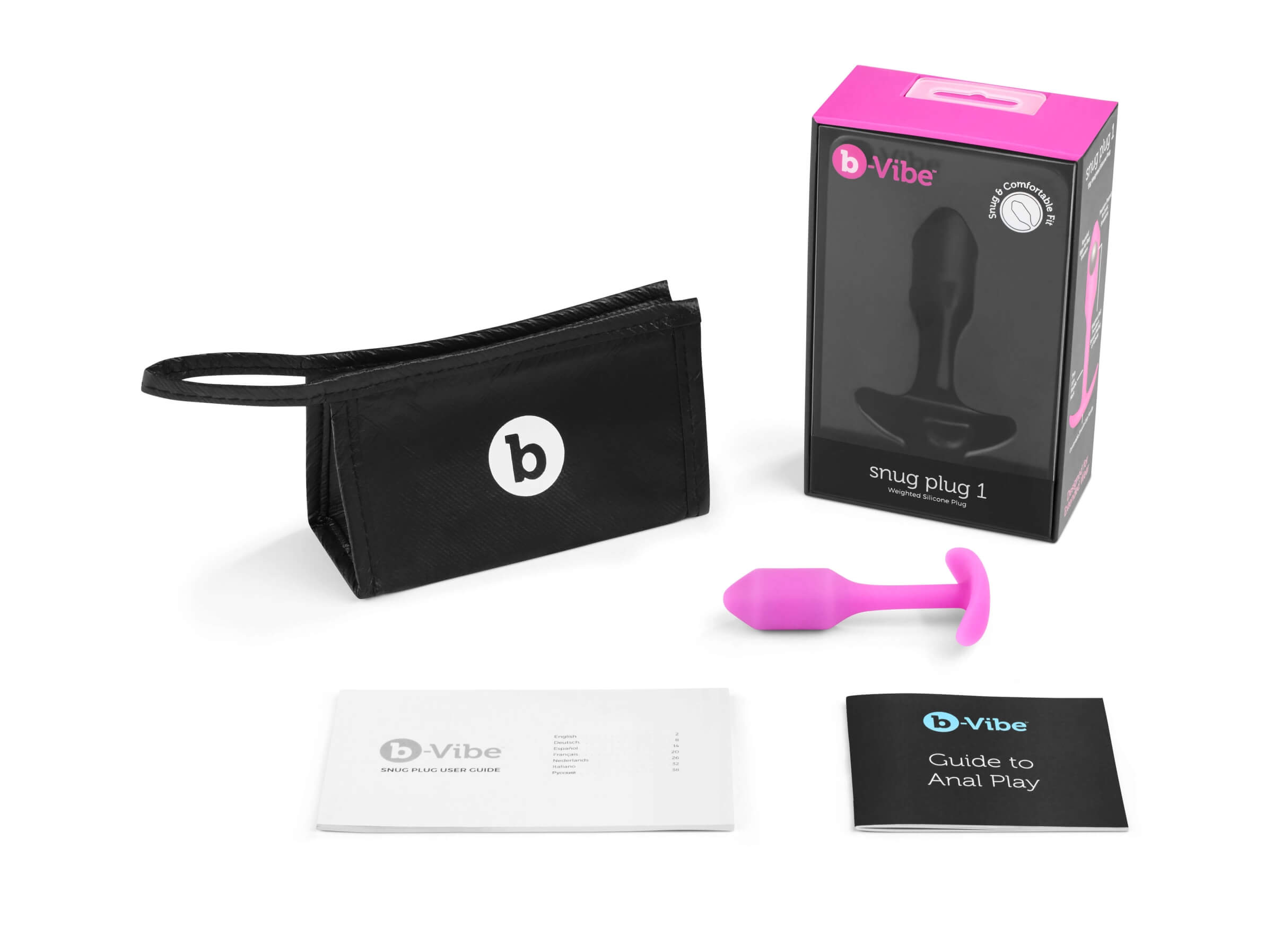 b-vibe Snug Plug 1 - anál dildó belső súllyal (55g) - pink Dildó, vibrátor, butt-plug kép